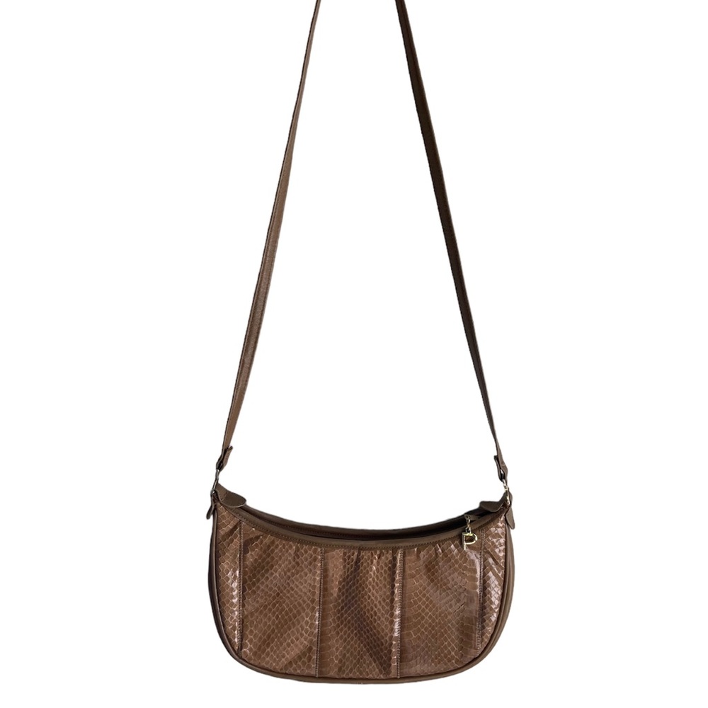 Vintage Tan Shoulder / Crossbody Bag - Snakeskin Bag